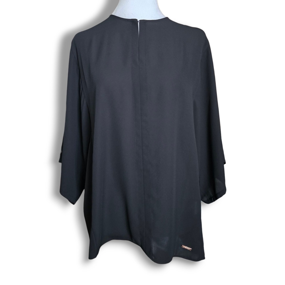 Tahari Semi-Sheer Black Blouse
